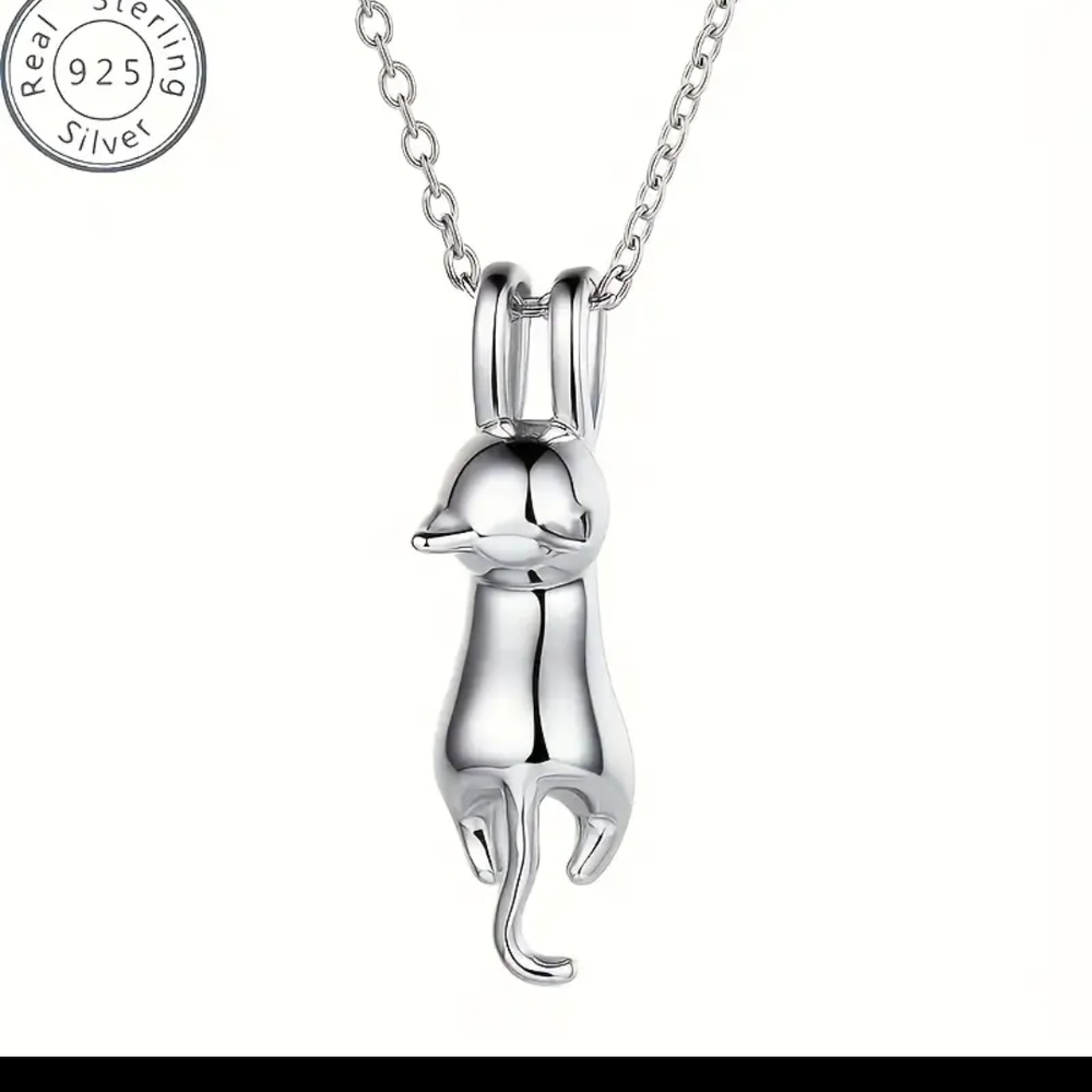 Sterling Silver Cat Pendant Minimalist Necklace